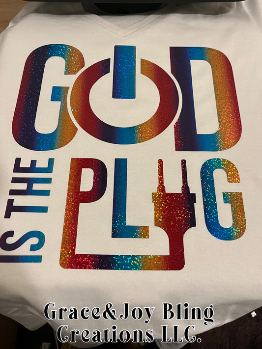 God is the plug in white/rainbow